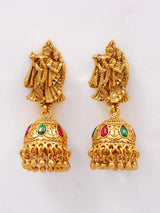 Radha Krishna Multi Strand Brass Necklace and Earrings Set
