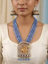 Kundan Radha Krishna Multi Strand Long Necklace Set with Earrings