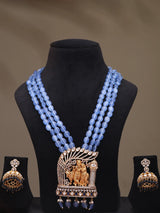Kundan Radha Krishna Multi Strand Long Necklace Set with Earrings