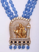 Kundan Radha Krishna Multi Strand Long Necklace Set with Earrings