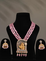 Kundan Radha Krishna Multi Strand Long Necklace Set with Earrings