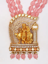 Kundan Radha Krishna Multi Strand Long Necklace Set with Earrings