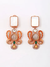 Multicolour Floral Rose Gold Brass Choker and Earrings Set