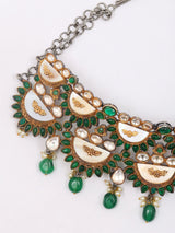 Emerald Green and White Stone Studded Choker Necklace