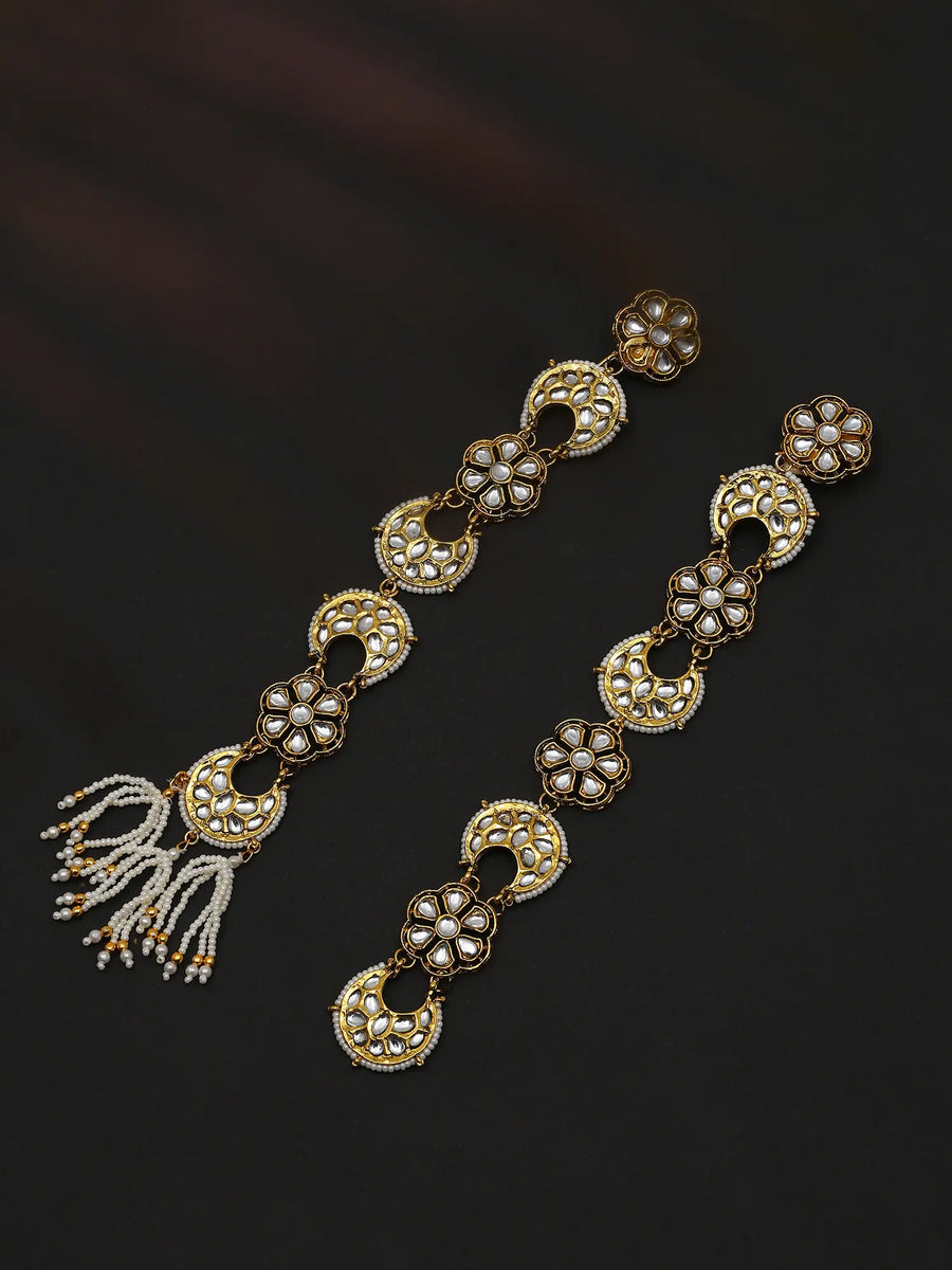 Kundan Studded Beaded Brass Hair Braid Choti Set of 2