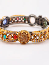Multicolour Stone Studded Openable Copper Alloy Bangle