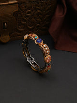 Multicolour Stone Studded Openable Copper Alloy Bangle