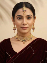 Lord Shiva Brass Choker Set with Earrings and Maang Tikka