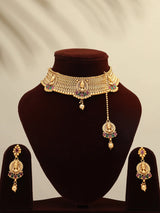 Lord Shiva Brass Choker Set with Earrings and Maang Tikka