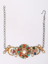 Multicolour Floral Alloy Choker and Earrings Set