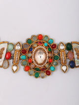 Multicolour Floral Alloy Choker and Earrings Set