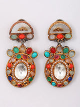 Multicolour Floral Alloy Choker and Earrings Set