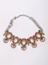 Multicolour Meenakari Choker Necklace Set with Earrings