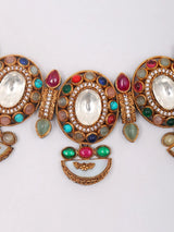 Multicolour Meenakari Choker Necklace Set with Earrings