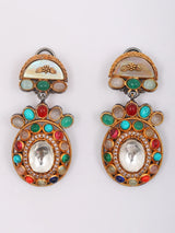 Multicolour Meenakari Choker Necklace Set with Earrings