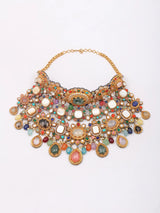 Padmavati Multi-Stone Studded Choker Necklace Set with Earrings