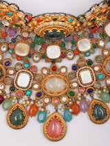 Padmavati Multi-Stone Studded Choker Necklace Set with Earrings