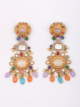 Padmavati Multi-Stone Studded Choker Necklace Set with Earrings