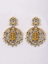 Lord Ganesha Stone Studded Pendant and Earrings Set