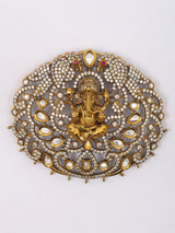 Lord Ganesha Stone Studded Pendant and Earrings Set