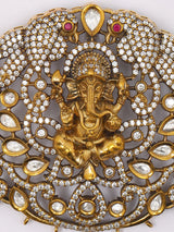 Lord Ganesha Stone Studded Pendant and Earrings Set