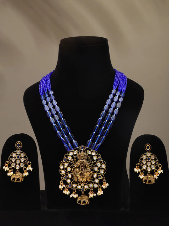 Panchmukhi Lakshmi Temple Necklace and Earrings Set