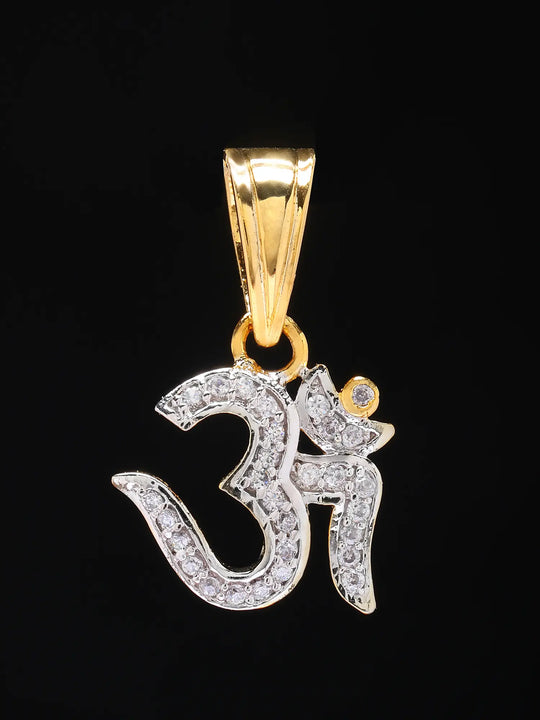 Stone Studded Sacred Om Brass Pendant