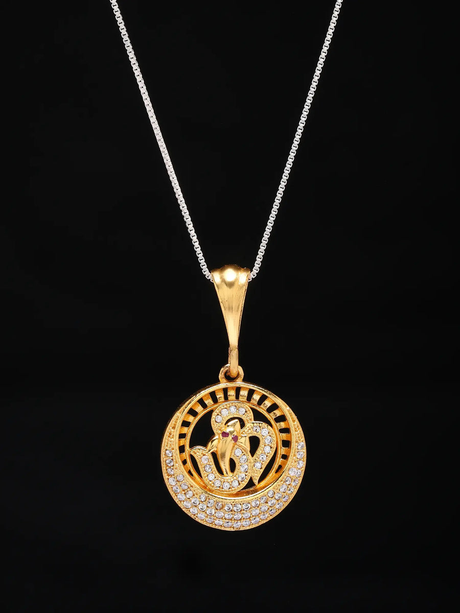 Stone Studded Om Brass Pendant