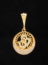 Stone Studded Om Brass Pendant
