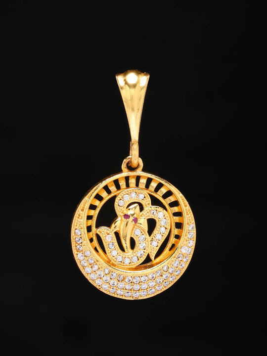 Stone Studded Om Brass Pendant