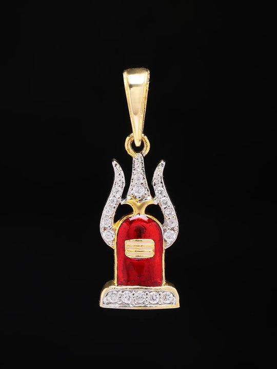 Shivalinga and Trishul Stone Studded Brass Pendant
