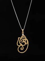 Om Ganesha Gold Finish Sterling Silver Pendant
