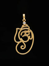 Om Ganesha Gold Finish Sterling Silver Pendant