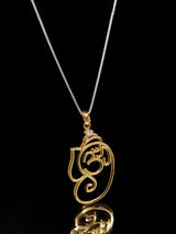 Om Ganesha Gold Finish Sterling Silver Pendant