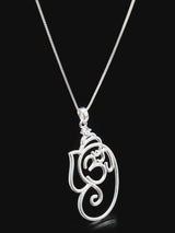 Om Ganesha Gold Finish Sterling Silver Pendant