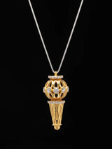 Hanuman Gada Sterling Silver Pendant with Cubic Zirconia