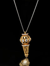 Hanuman Gada Sterling Silver Pendant with Cubic Zirconia