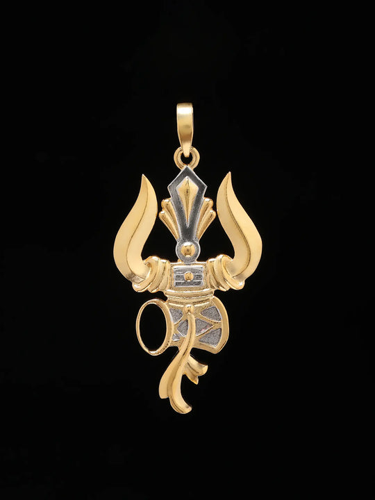 Trishul and Damru Sterling Silver Pendant