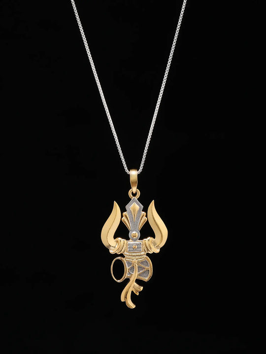 Trishul and Damru Sterling Silver Pendant