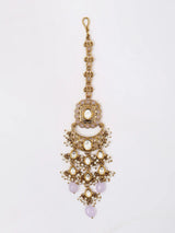 Brass Stone Studded Choker Necklace Set with Earrings and Maang Tikka