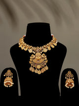 Goddess Lakshmi Temple Brass Necklace and Earrings Set