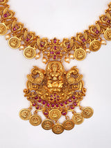 Goddess Lakshmi Temple Brass Necklace and Earrings Set