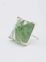 Aqua Crackle Gemstone Square Sterling Silver Stud Earrings