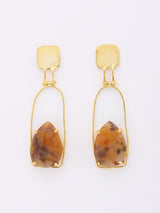 Teardrop Agate Gold Plated Sterling Silver Dangle Earrings