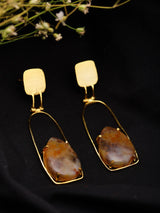 Teardrop Agate Gold Plated Sterling Silver Dangle Earrings