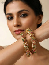 Rajwadi Copper Stone Studded Screw Openable Pair of Bangles