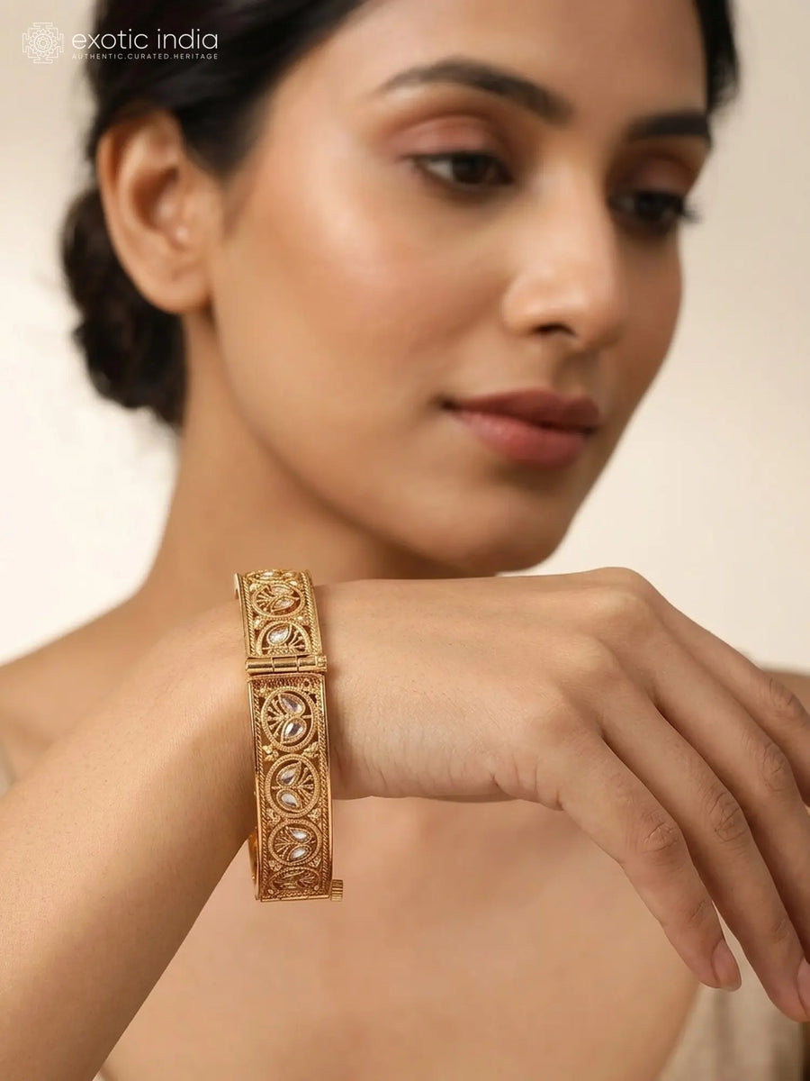 Stone Studded Openable Copper Bangles