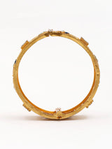Peacock Motif Copper Bangles with Stone Setting, Set of 2