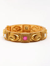 Square Stone Studded Screw Openable Copper Pair of Bangles