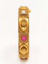 Square Stone Studded Screw Openable Copper Pair of Bangles